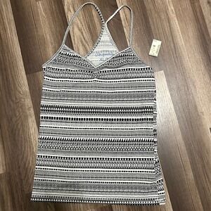 Aeropostale Tank‎ Top XL Black White Geometric Racerback Sleeveless Babydoll Top